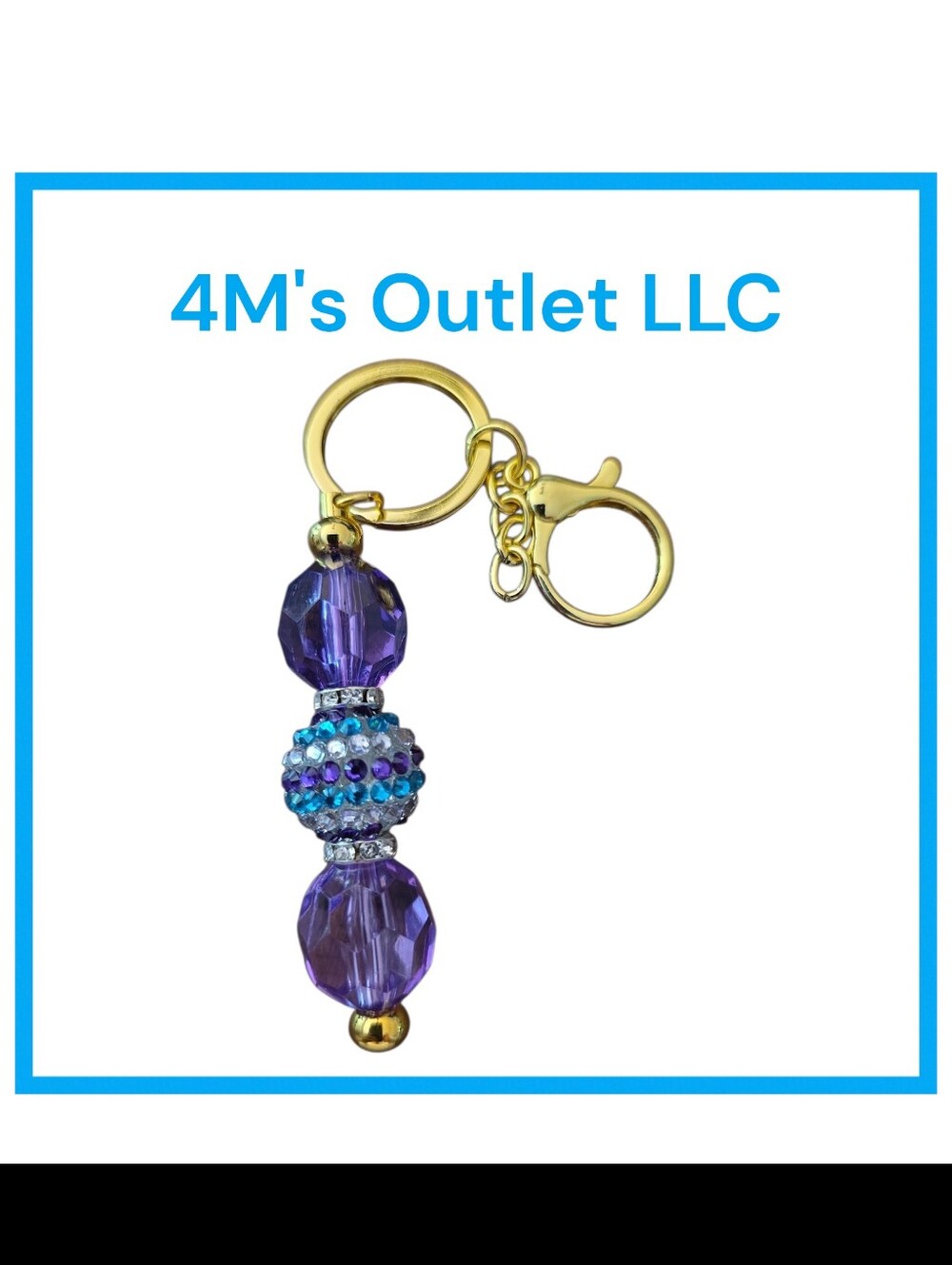 Purple Crystal Bead Keychain Charm